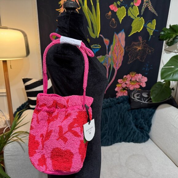 Beaded Rose Drawstring Bucket Bag - kate spade new york x Target, Pink/Red - Picture 6 of 15